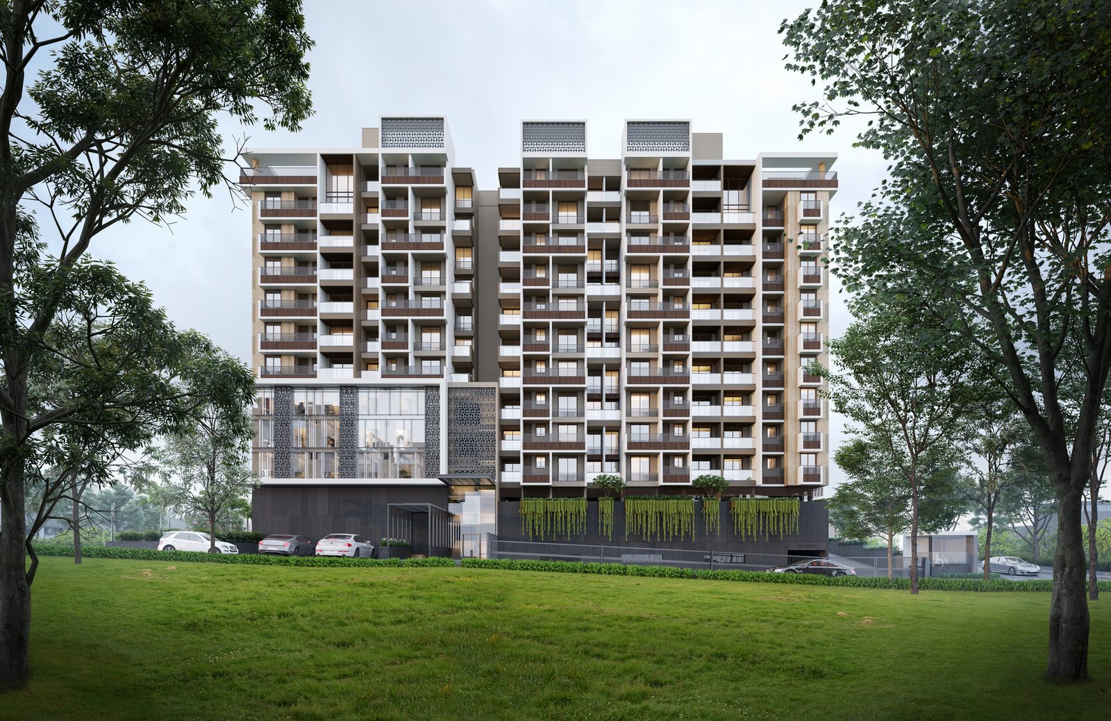 Shivalik Skypark from the garden side, architect's render