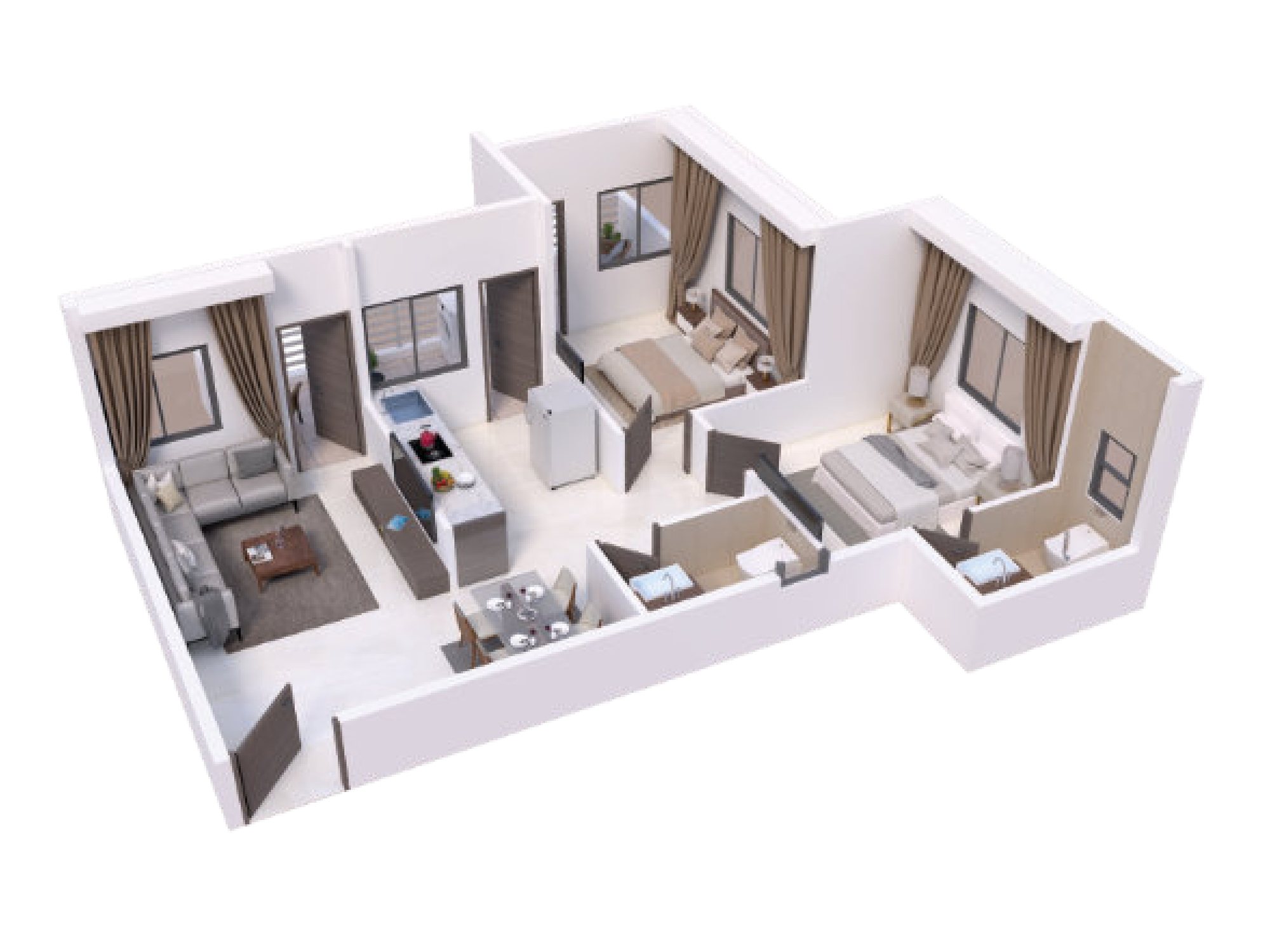 2 BHK isometric view of a Shivalik Shivanta home, as printed in the brochure