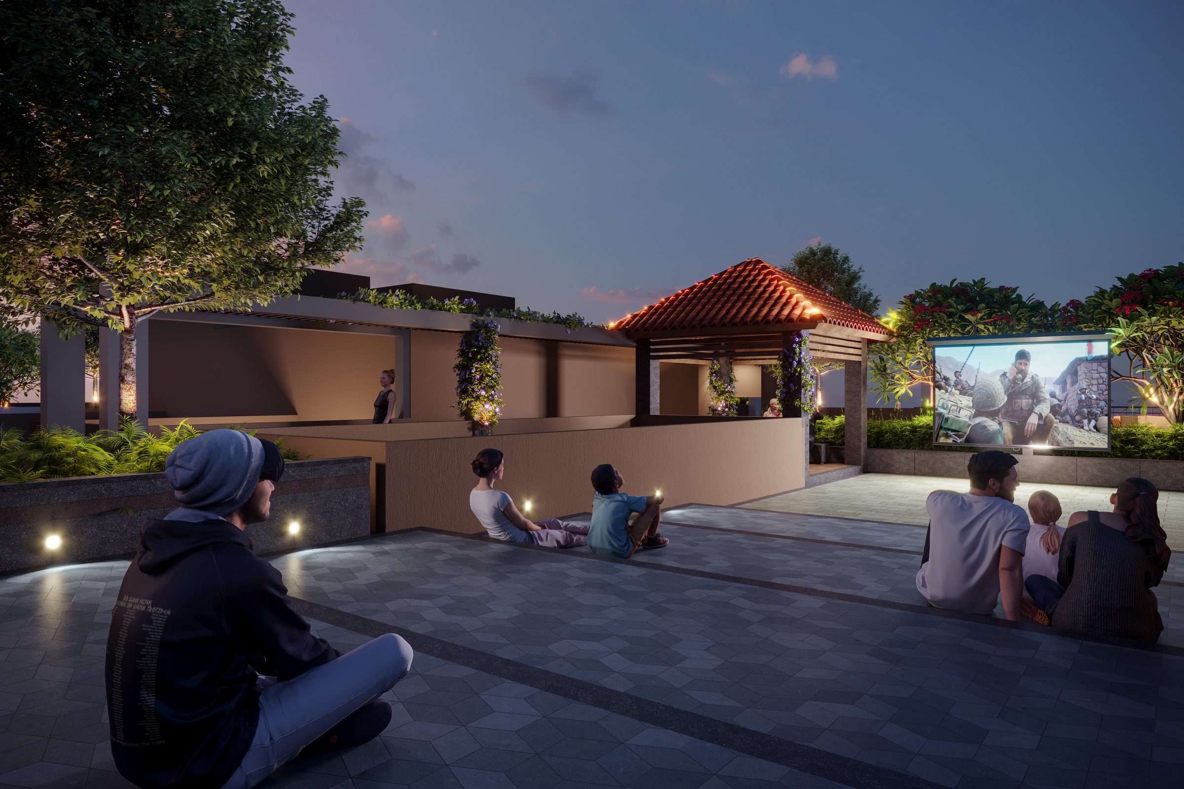 Films under the sky, on the roof, Shivalik Status, architect's render