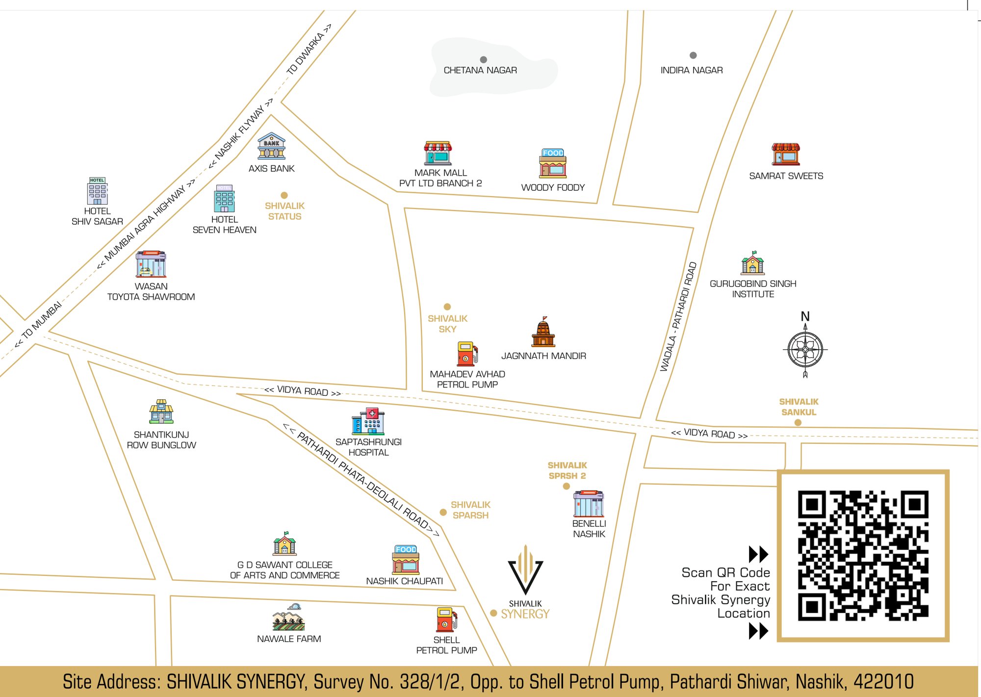 Location map of Shivalik Synergy and its surroundings, from the brochure